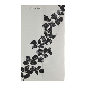 洋風のれん N'sフラワー モダン ナチュラル ブラック　花柄　85×150