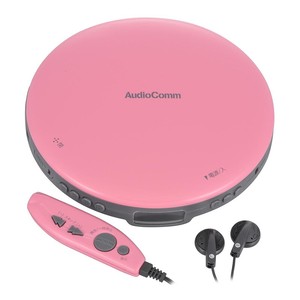 AudioCommポータブルCDプレーヤー リモコン付き ピンク