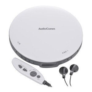AudioCommポータブルCDプレーヤー リモコン付き ホワイト