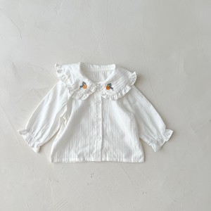 韓国スタイル　刺繍ネック　ブラウス　シャツ　ベビー　新生児　キッズ　子供服