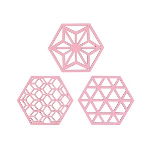 【セール品】六角紋様プレート #1 ピンク(3柄アソート)