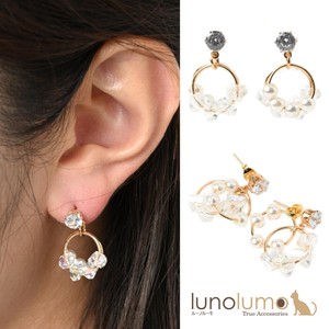 Pierced Earringss Pearl sliver Sparkle Rhinestone Ladies'