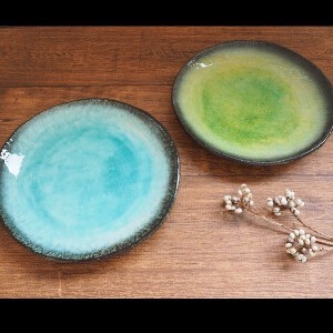 Mino ware Main Plate Green 2-colors Made in Japan