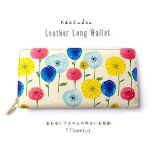 Long Wallet Flowers Genuine Leather