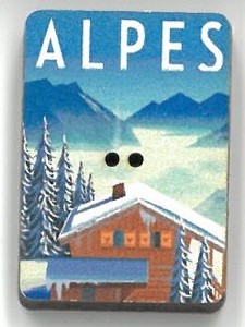 フランス製　木製ボタン 【フランス　アルプス】スキー　クリスマス