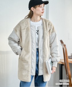 Blouson Jacket Outerwear Docking Blouson Fake Fur Ladies'