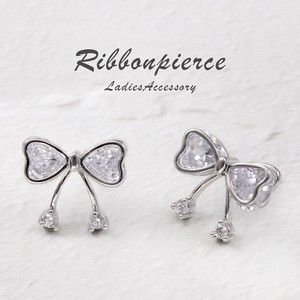 Ribbon Design Pierced Earring Silver 925 Post Cubic Zirconia 4