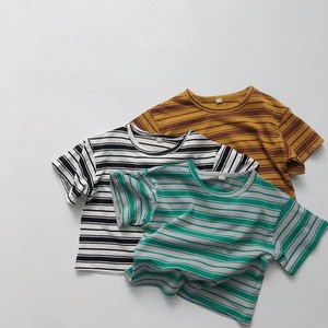 Kids' Short Sleeve Shirt/Blouse T-Shirt Stripe Border Kids Short-Sleeve