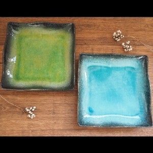 Mino ware Main Plate Green 2-colors Made in Japan