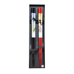 Chopsticks Red Gift Kimono Japanese Pattern 2-pairs 22.5cm Made in Japan