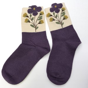 Socks Crew Socks Ladies Flower Purple