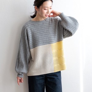 Sweater/Knitwear Dolman Sleeve Color Palette Knitted Puff Sleeve