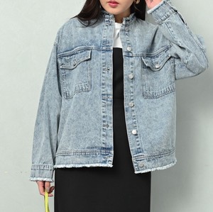 Jacket Fringe Collarless Denim