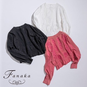 【Fanaka2024SS 追加生産　再入荷】立体刺繍とレースのペプラムブラウス