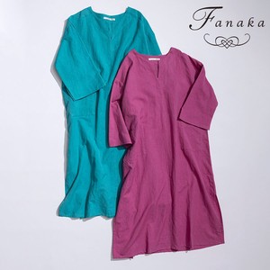 Casual Dress Cotton Linen Fanaka One-piece Dress Keyhole Neck