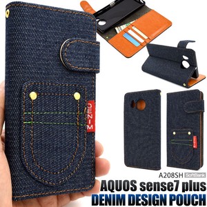 AQUOS sense7 plus A208SH用ポケットデニムデザイン手帳型ケース