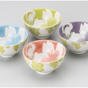 Mino ware Rice Bowl Flower 2-colors Made in Japan