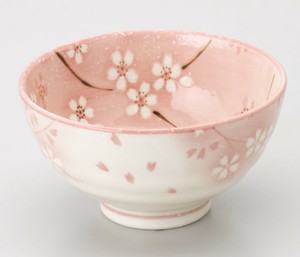【花舞】茶碗中(大平）ピンク　ブルー　2色（美濃焼・日本製・陶磁器）