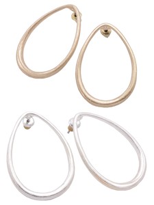 Metal Oval Ring Pierced Earring 2 Color 2 3 5 2 3 S/S