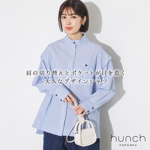 Button Shirt/Blouse Stripe Pocket 2023 New