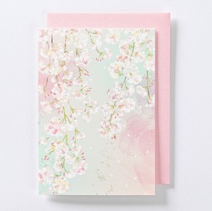 Cherry Blossoms Card Cherry Blossoms Illustration Two Plain Attached