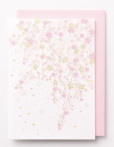 Cherry Blossoms Card Silk Print Foil Stamping Attached Two Plain Attached