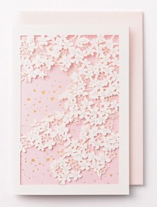 Cherry Blossoms Card Laser Cut Processing Two Plain Attached