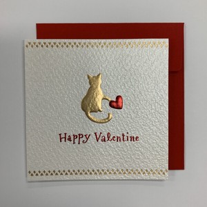 Valentine' MIN CARD Gold Leaf cat Heart Foil Stamping Emboss Processing
