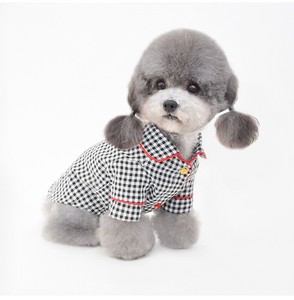 Dog Wear Pet Clothes Dog Pajama Attached Checkered Shirt