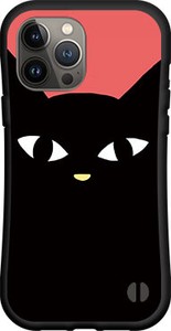 【iPhone対応】 耐衝撃 スマホケース ハイブリッドケース 黒猫（レッド）