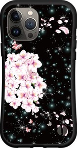 【iPhone対応】 耐衝撃 スマホケース ハイブリッドケース 夜桜と蝶