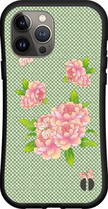 【iPhone対応】 耐衝撃 スマホケース ハイブリッドケース 和風水玉柄花と蝶