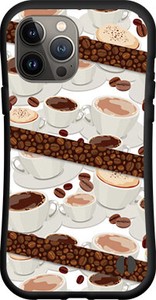 【iPhone対応】 耐衝撃 スマホケース ハイブリッドケース コーヒーとコーヒー豆