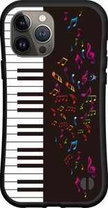 【iPhone対応】 耐衝撃 スマホケース ハイブリッドケース ピアノと音符