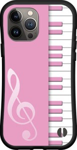 【iPhone対応】 耐衝撃 スマホケース ハイブリッドケース ピアノ(ピンク)