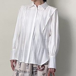 Button Shirt/Blouse Pintucked Frilled Blouse Front