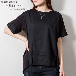 T-shirt Spring/Summer Docking Tops Cotton Switching Cut-and-sew