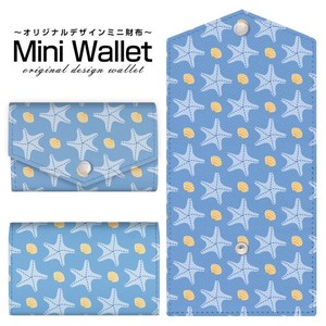 コンパクトだけど大容量 豊富なデザインから選べるミニ財布 ドットヒトデ(青×水色)