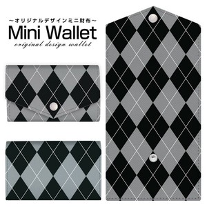 コンパクトだけど大容量 豊富なデザインから選べるミニ財布 アーガイルブラック×グレー