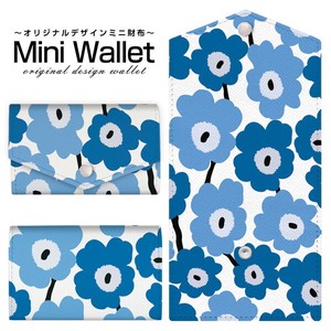 コンパクトだけど大容量 豊富なデザインから選べるミニ財布 北欧風花柄type1ブルー
