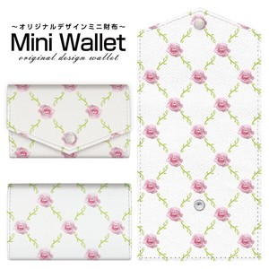 コンパクトだけど大容量 豊富なデザインから選べるミニ財布 バラ＆ツタ(ピンクx白)