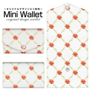 コンパクトだけど大容量 豊富なデザインから選べるミニ財布 バラ＆ツタ(赤x白)