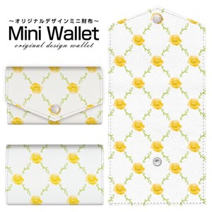 コンパクトだけど大容量 豊富なデザインから選べるミニ財布 バラ＆ツタ(黄x白)