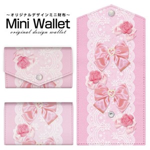 コンパクトだけど大容量 豊富なデザインから選べるミニ財布 レース＆リボン (ピンク)