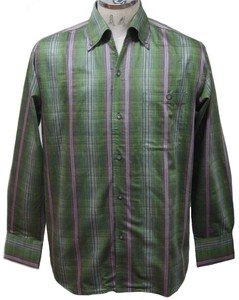 Button Shirt Plaid Cotton Made in Japan