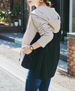 ★カットジョーゼット フード付きバックロングブルゾン　パーカー　セットアップ可　 SS
