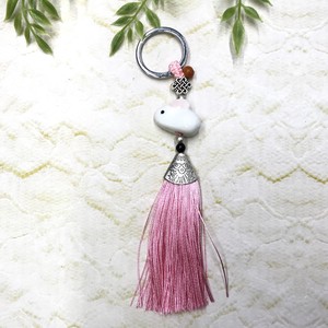 Key Ring Key Chain Chinese Zodiac Pink Rabbit Pottery