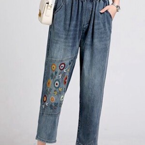 Full-Length Pants Embroidered