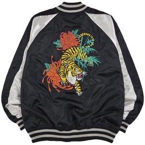 Jacket Sukajan Jacket Satin Long Sleeves Outerwear Japanese Pattern Men's Tiger