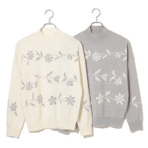 Sweater/Knitwear High-Neck Intarsia Cashmere Ladies'